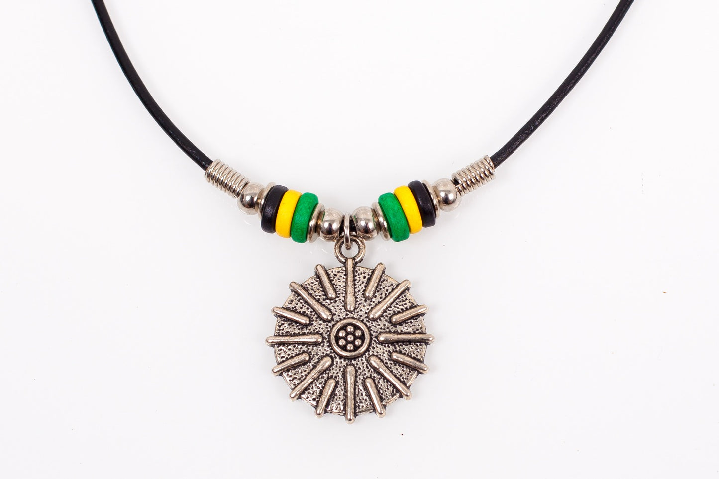 JAMAICAN LEATHER NECKLACE SEA URCHIN
