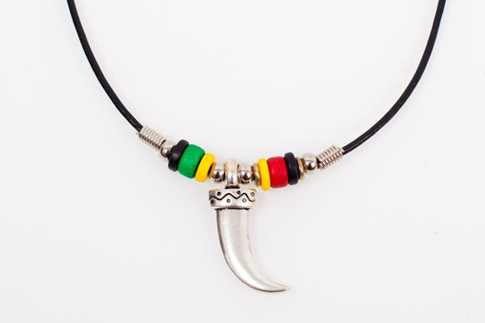 REGGAE LION TOOTH LEATHER NECKLACE