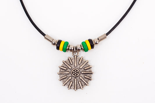 JAMAICAN LEATHER NECKLACE  SEA URCHIN